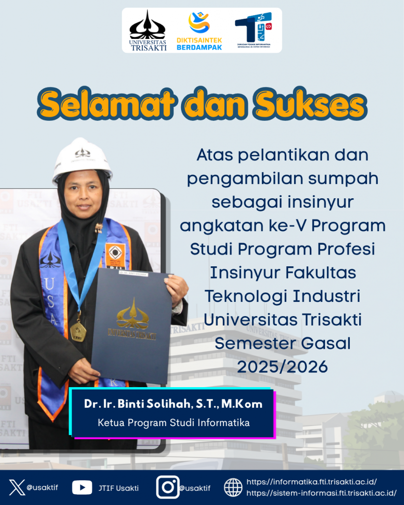 The Head of the Computer Science Program at Trisakti University Was Officially Inducted as an Engineer in the 5th Cohort of the Faculty of Engineering at Trisakti University