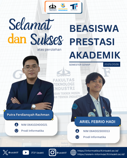 🎓 Mahasiswa Prodi Informatika Peraih Beasiswa Mahasiswa Berprestasi Akademik 2025/2026 🎓