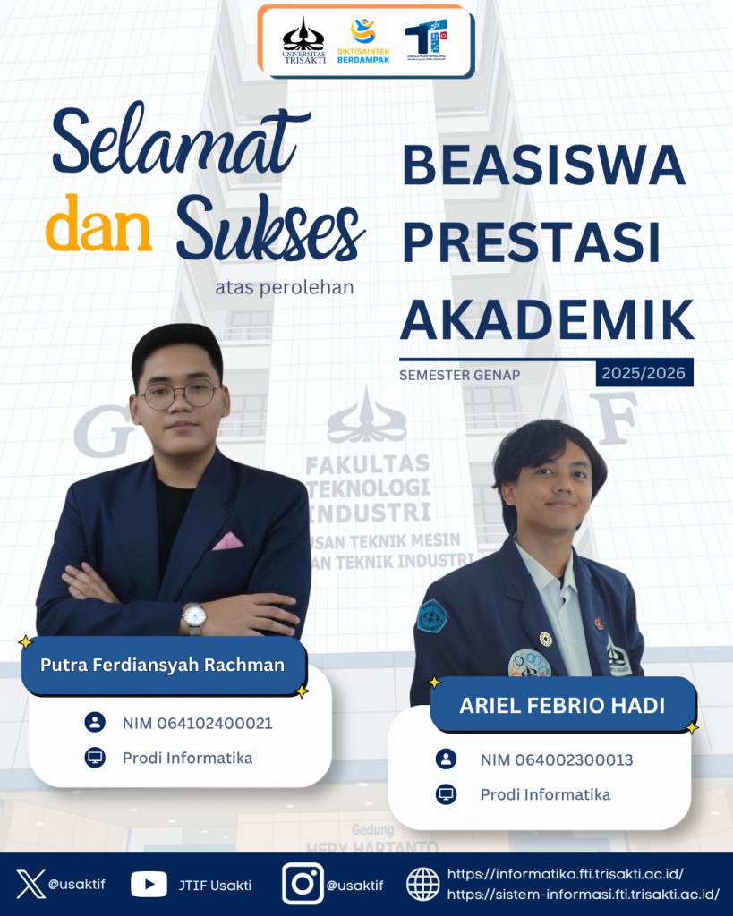 🎓 Mahasiswa Prodi Informatika Peraih Beasiswa Mahasiswa Berprestasi Akademik 2025/2026 🎓